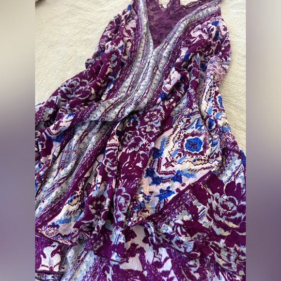 Free People Intimately Floral Deep Purple Lace Midi Flowy Dress Small Coquette - Picture 11 of 12